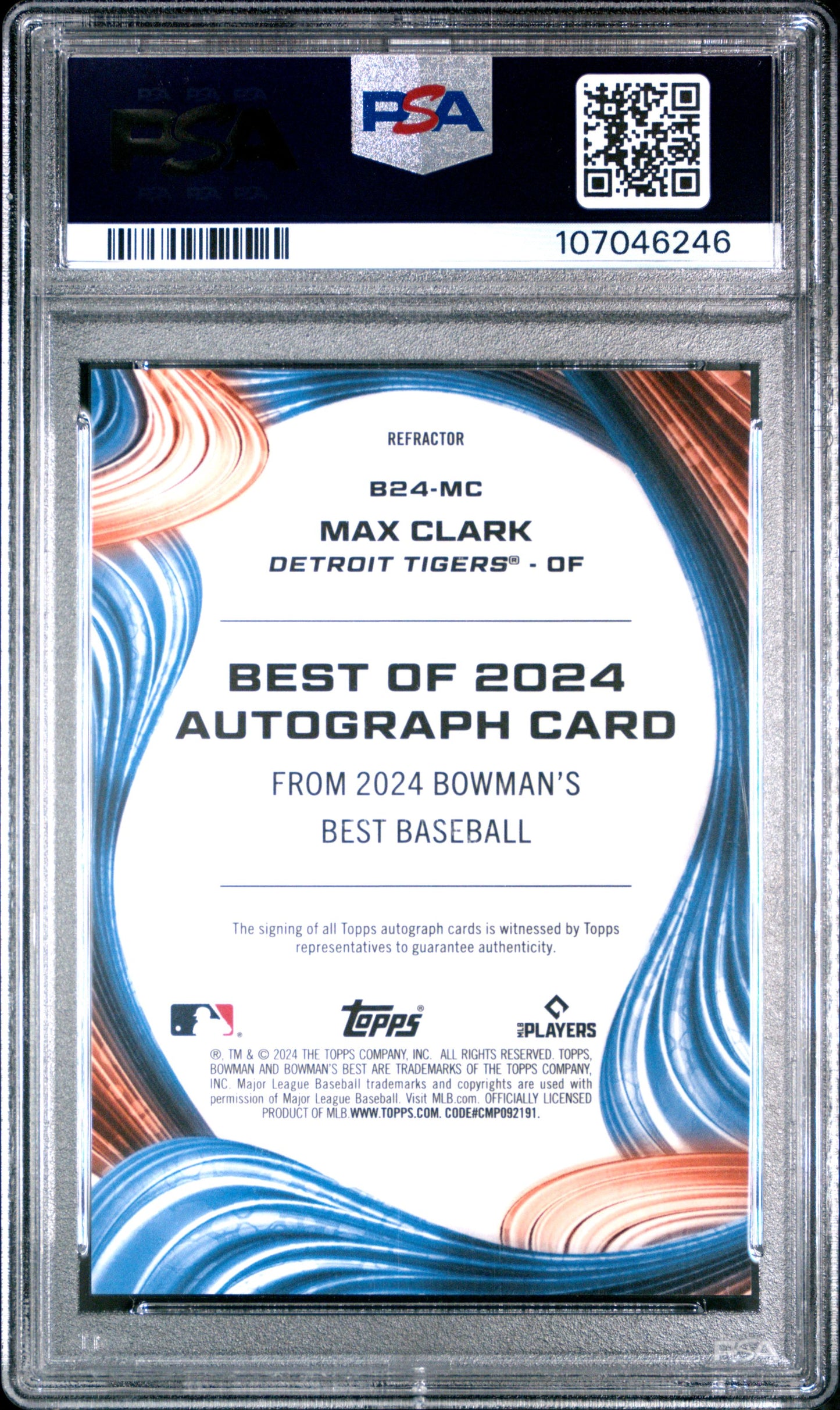 2024 Bowmans Best Max Clark Best of 2024 Auto Refractor PSA 10