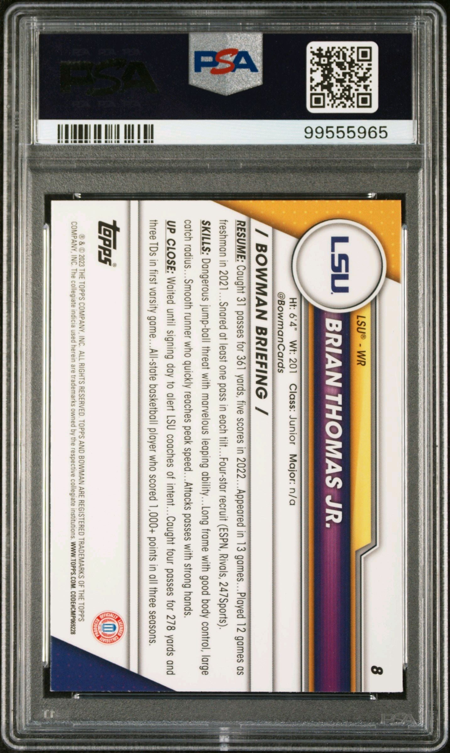2023 Bowman U Chrome Brian Thomas Jr Sapphire PSA 10