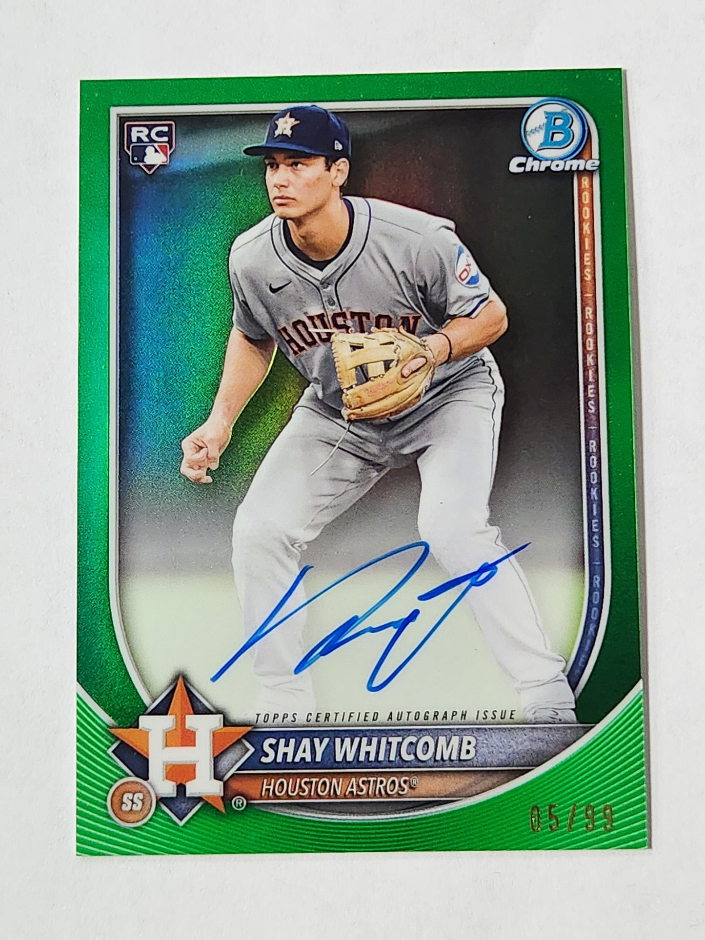 2025 Bowman Chrome Shay Whitcomb Rookie Auto Green Refractor /99