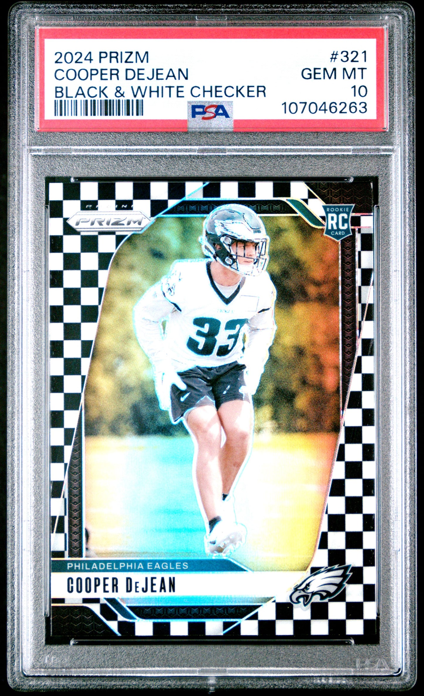 2024 PANINI PRIZM #321 COOPER DEJEAN BLACK & WHITE CHECKER PSA 10