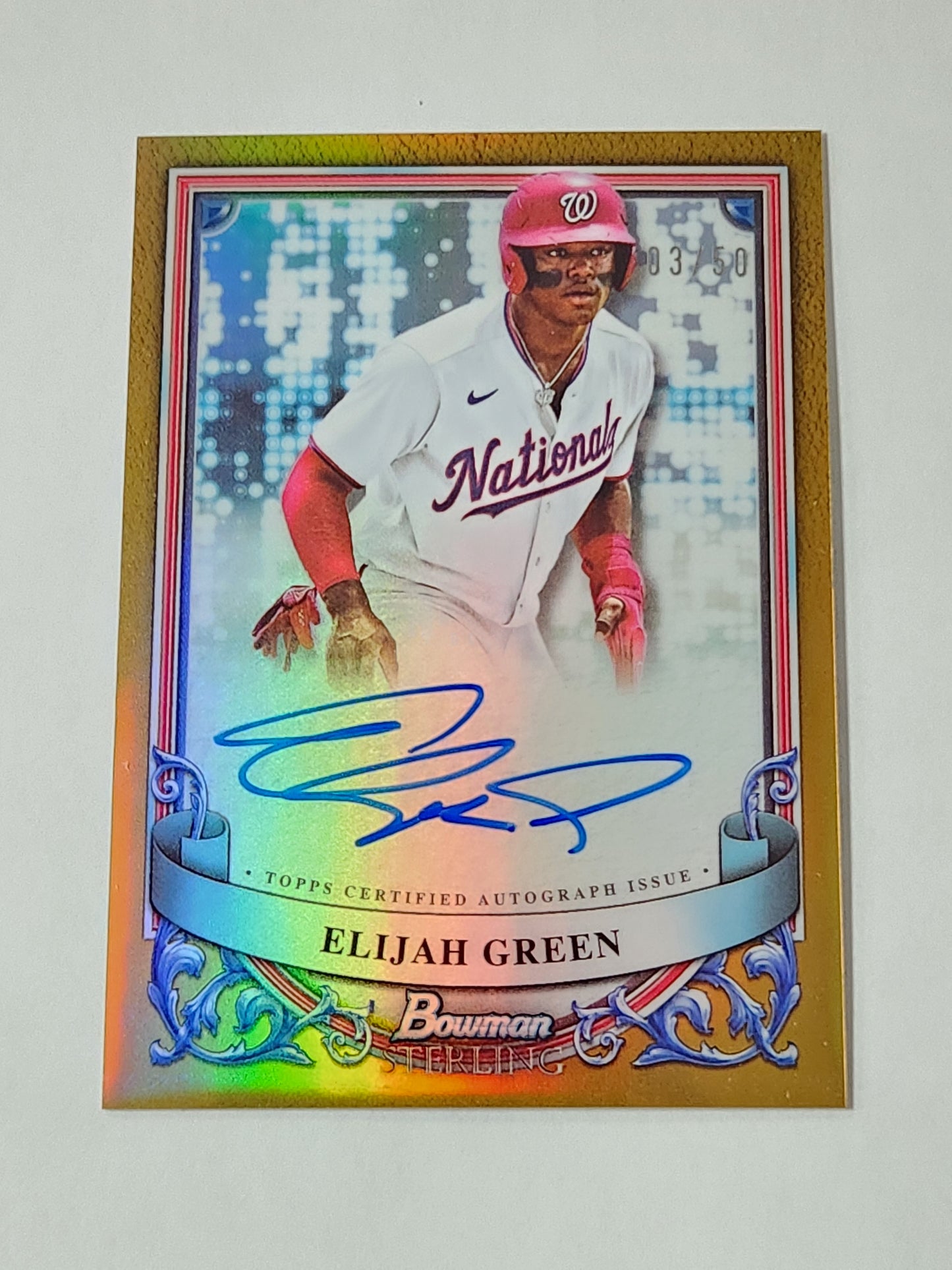 2024 Bowman Sterling Elijah Green Gold Auto 3/50