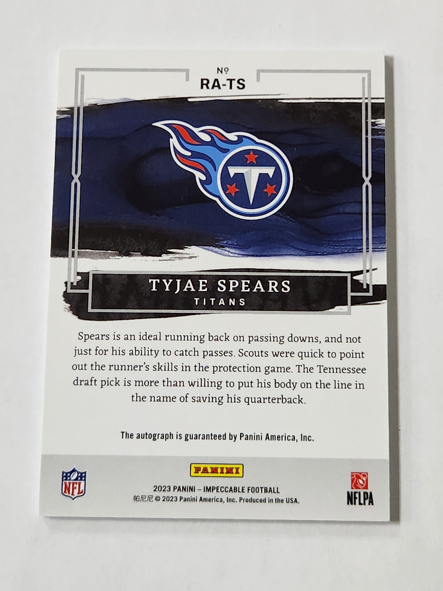 2023 Impeccable Tyjae Spears Rookie Autographs Red Foil /75