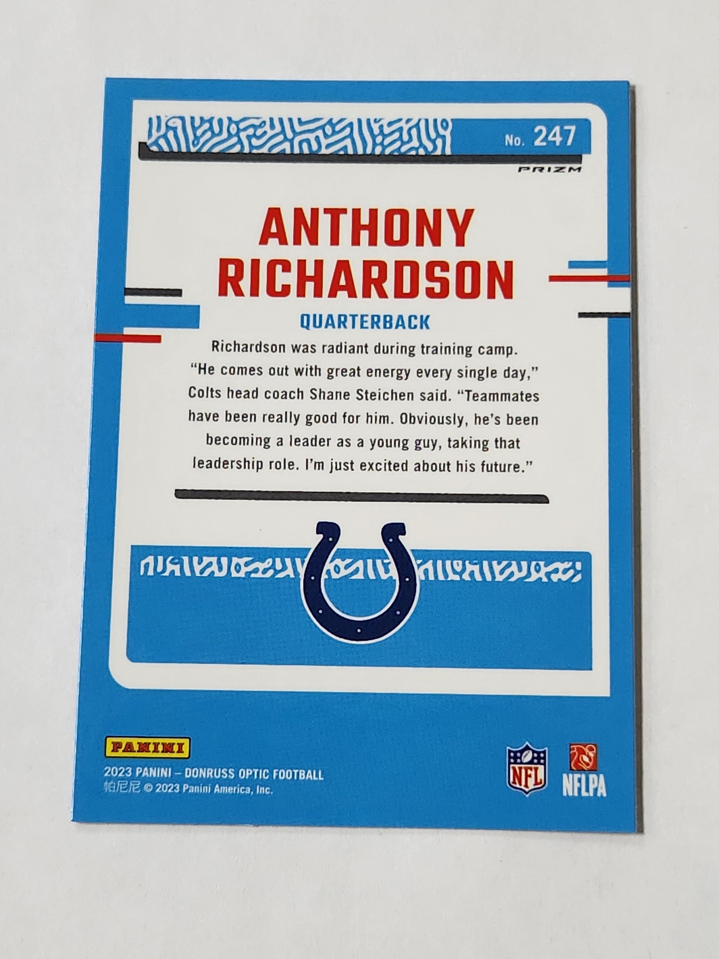 2023 Optic Anthony Richardson Rated Rookie Silver No. 247
