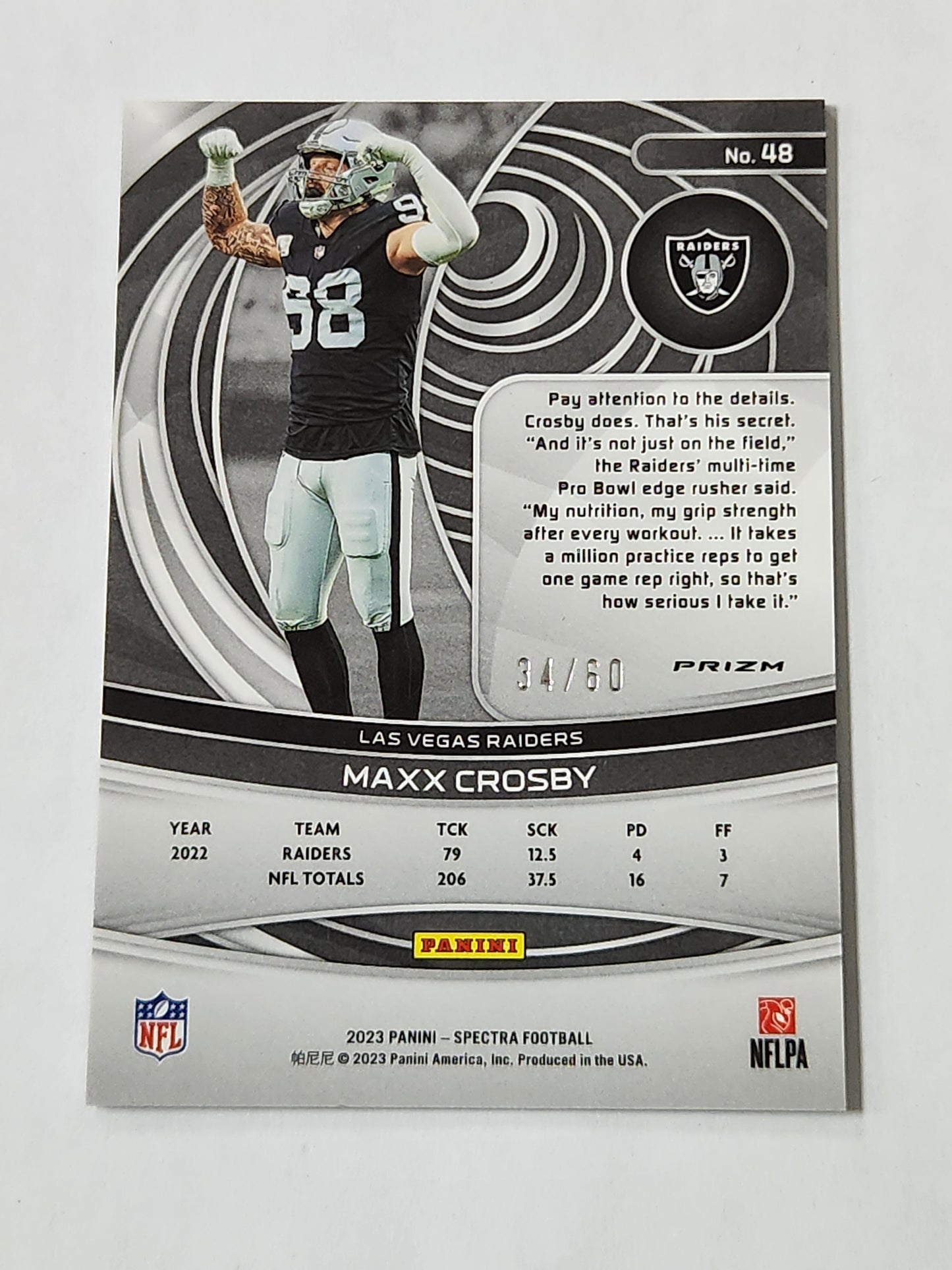 2023 Panini Spectra Interstellar Maxx Crosby # /60 Raiders