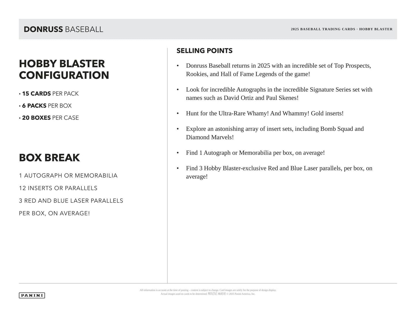 2025 Donruss Panini Baseball Hobby Blaster