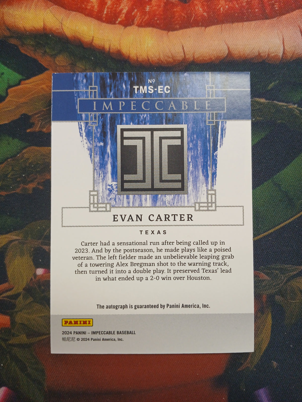 2024 Impeccable Evan Carter Timeless Moments Rookie On Card Auto #/25