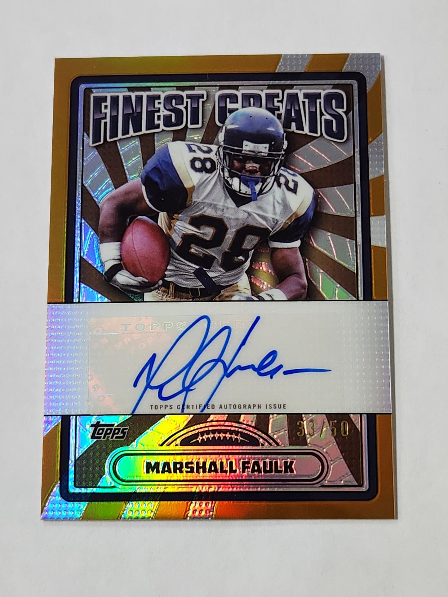 2024 Topps Finest Marshall Faulk Finest Greats Auto Gold /50
