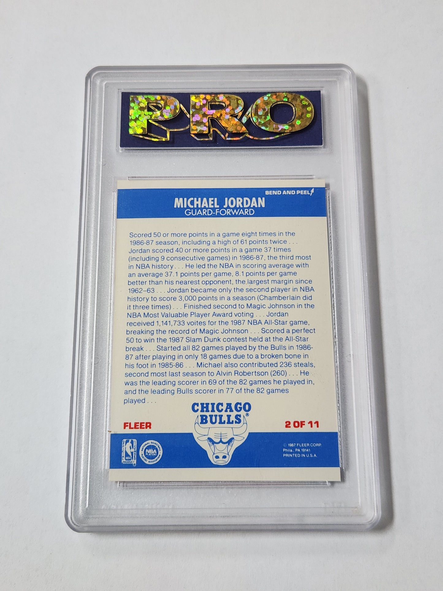 1987-88 Fleer Sticker Michael Jordan #2 Graded PRO 9.5