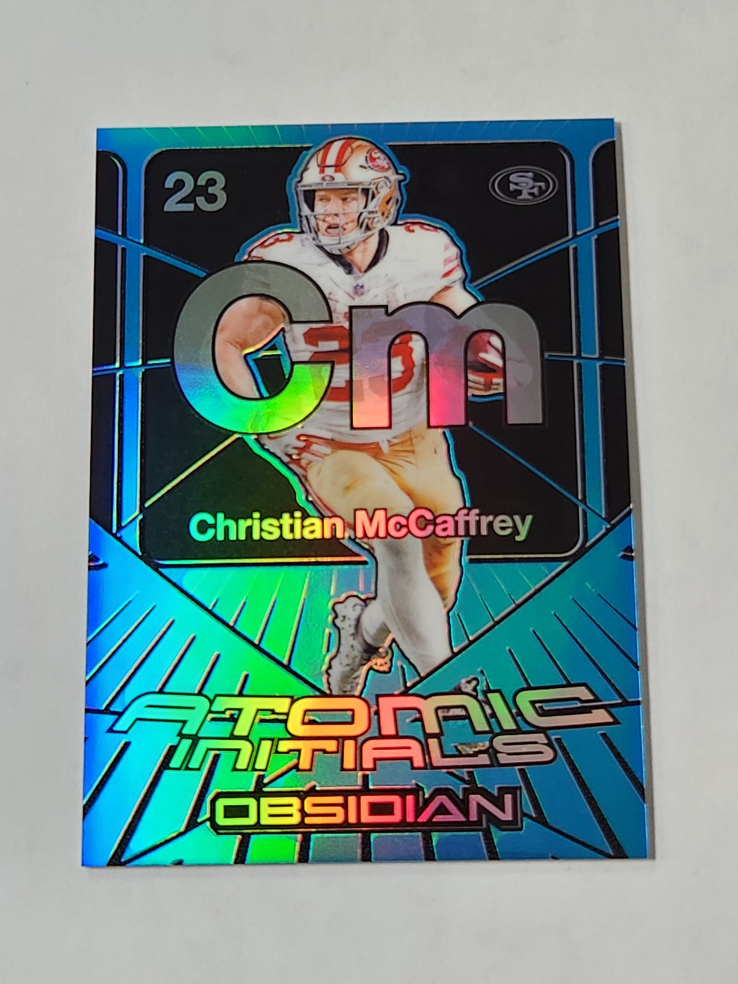 2024 Obsidian Christian McCaffrey Atomic Initial Blue # /25 SSP