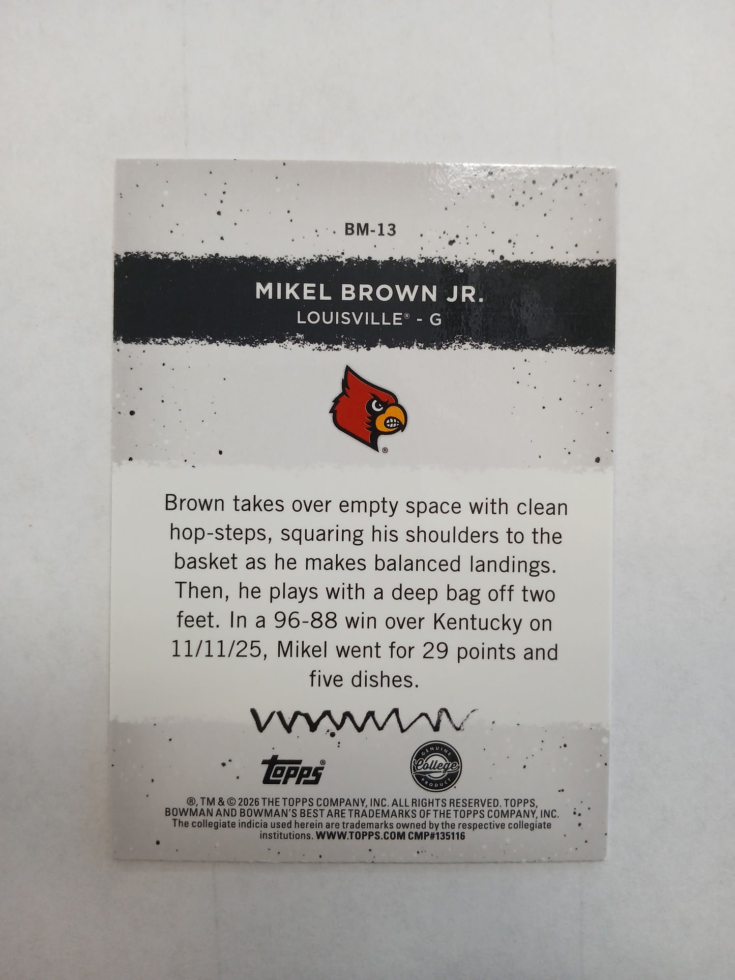 2026 Bowman Best U Mikel Brown Jr Bowman Masterpieces Yellow Lazer #/75
