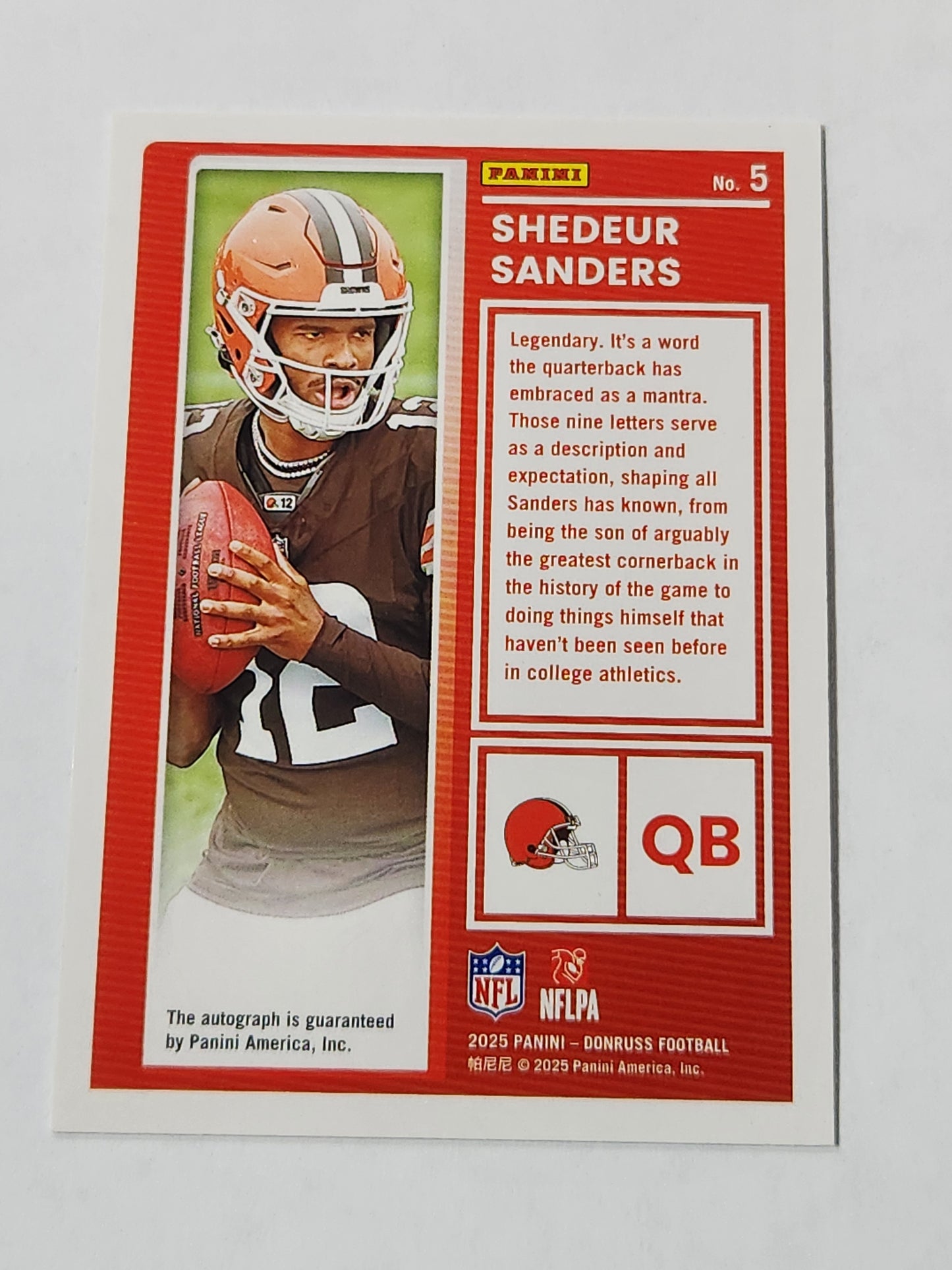 2025 Donruss The Rookies Shedeur Sander Auto /299 #5