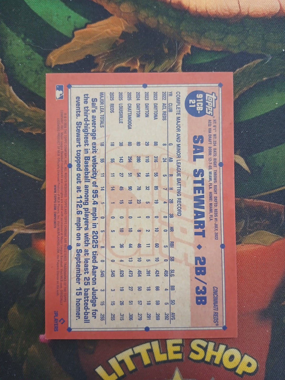 2026 Topps Chrome Sal Stewart Rookie 1991 Throwback Purple Refractor #1/75