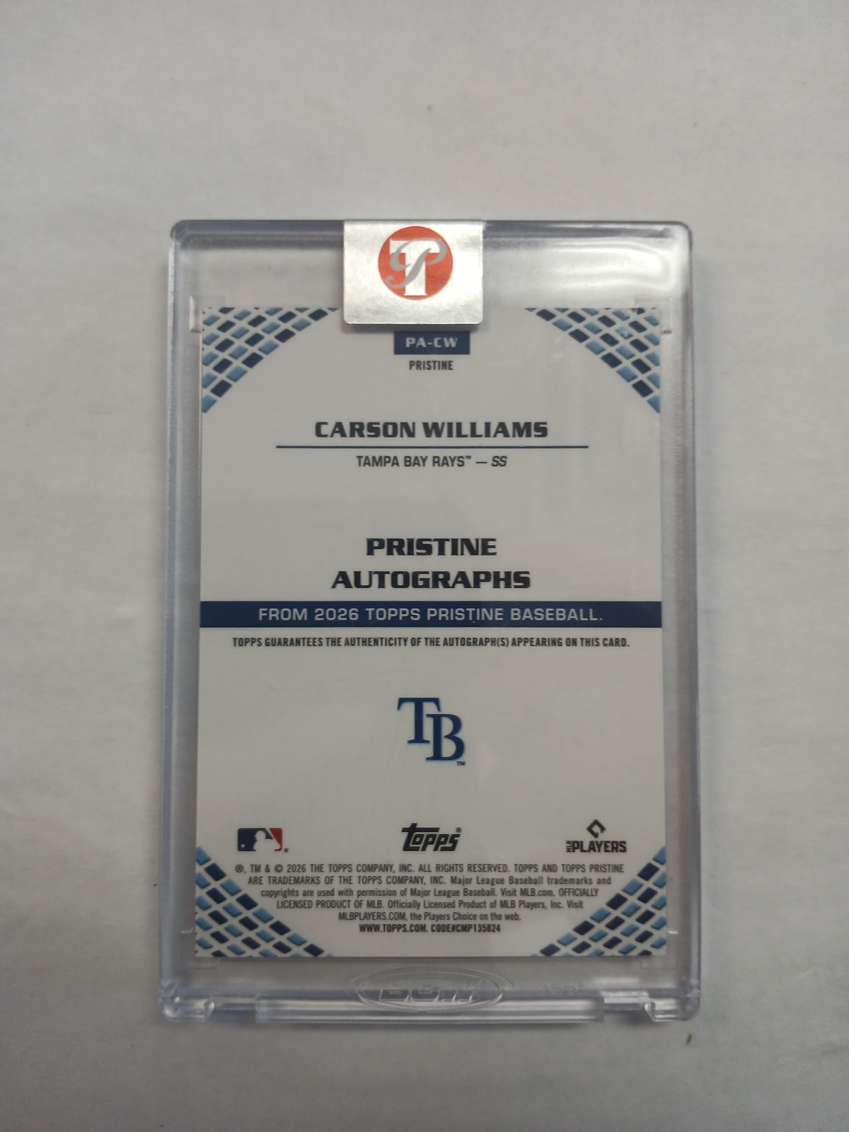 2026 Topps Pristine Carson Williams Rookie On Card Auto Orange Pulsar Refractor #/25