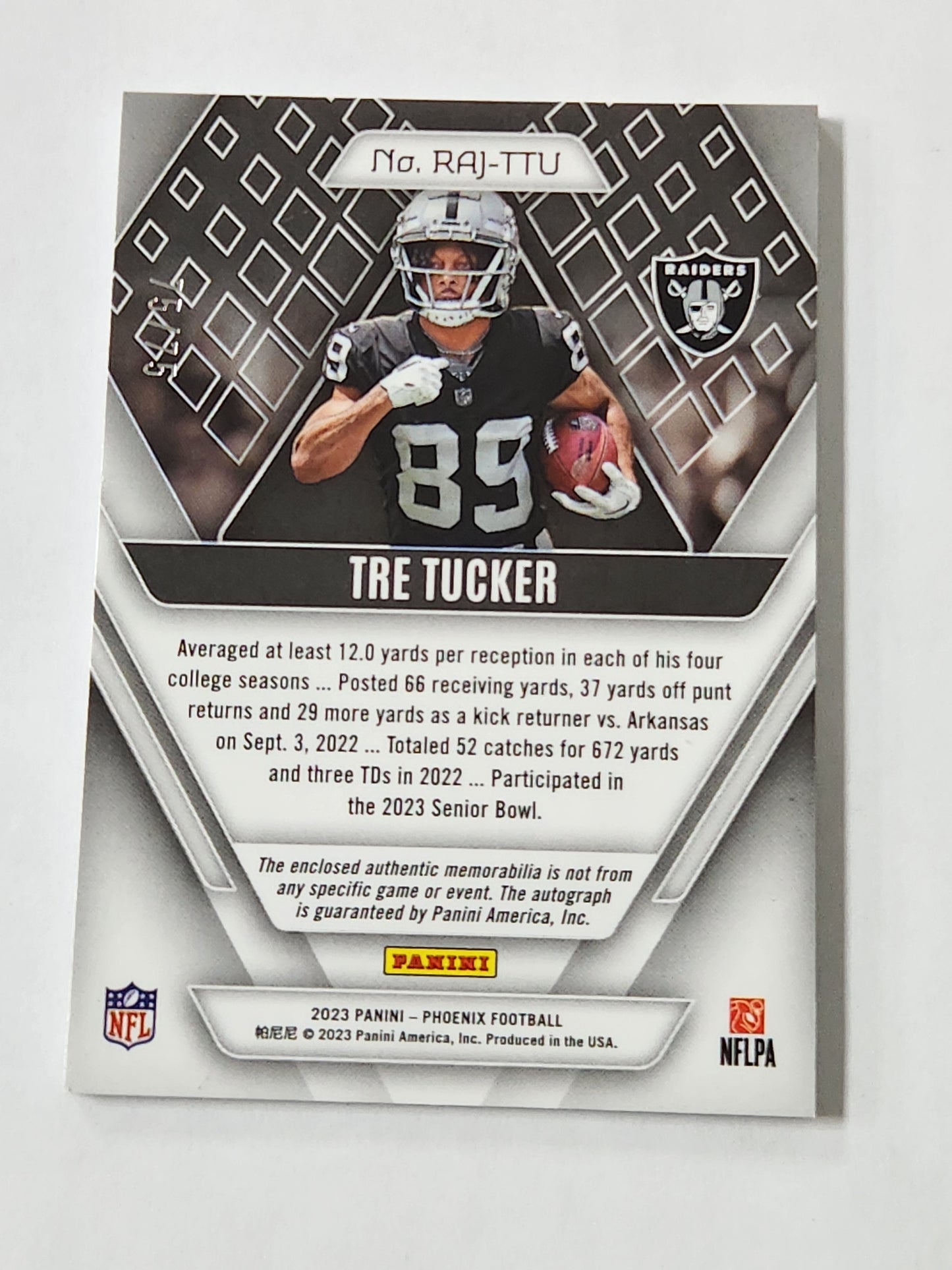 2023 Phoenix Tre Tucker Rookie Patch Auto 75/75 RAJ-TTU