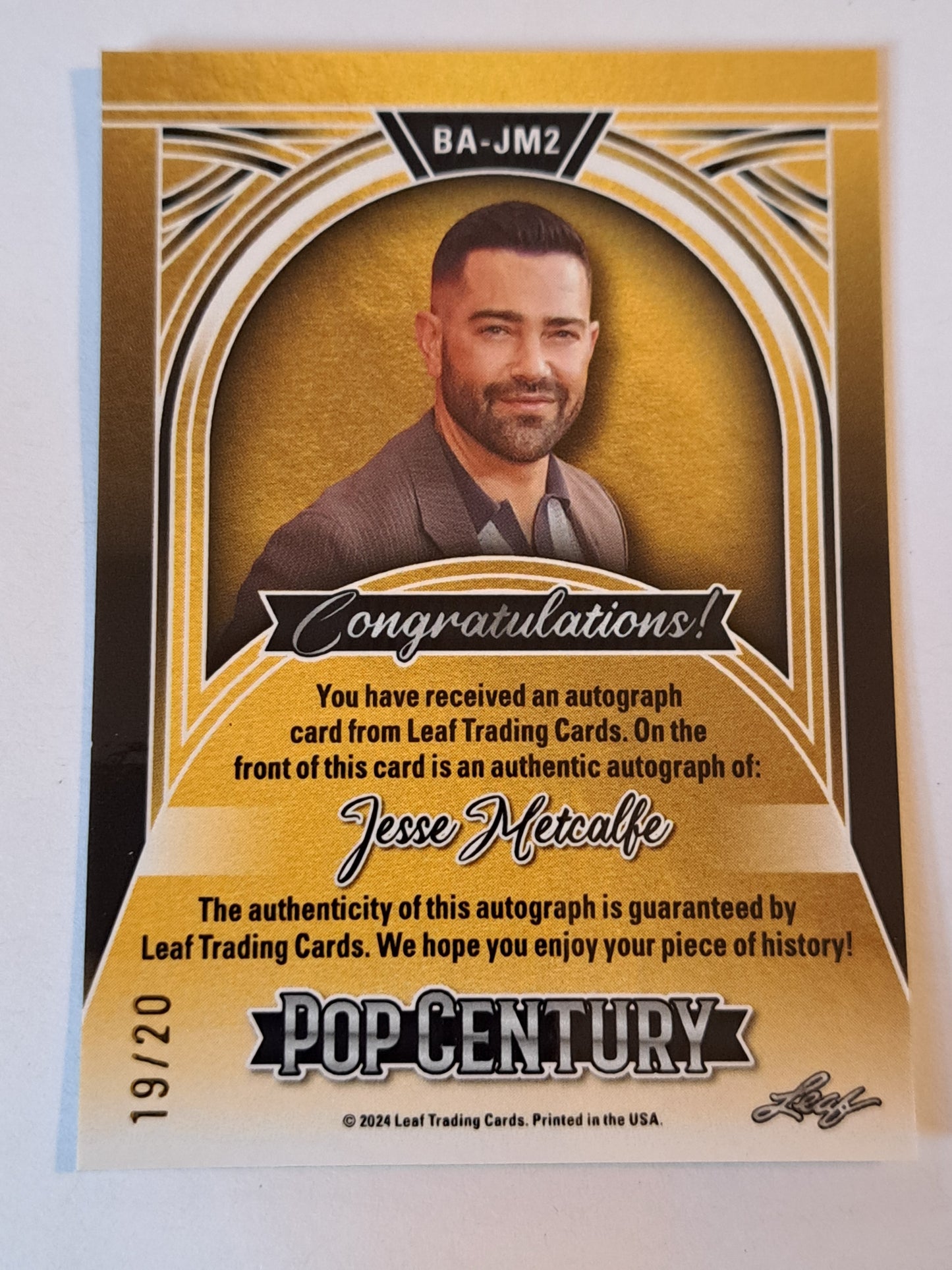 2024 Leaf Pop Century Jesse Metcalfe /20 Auto NM