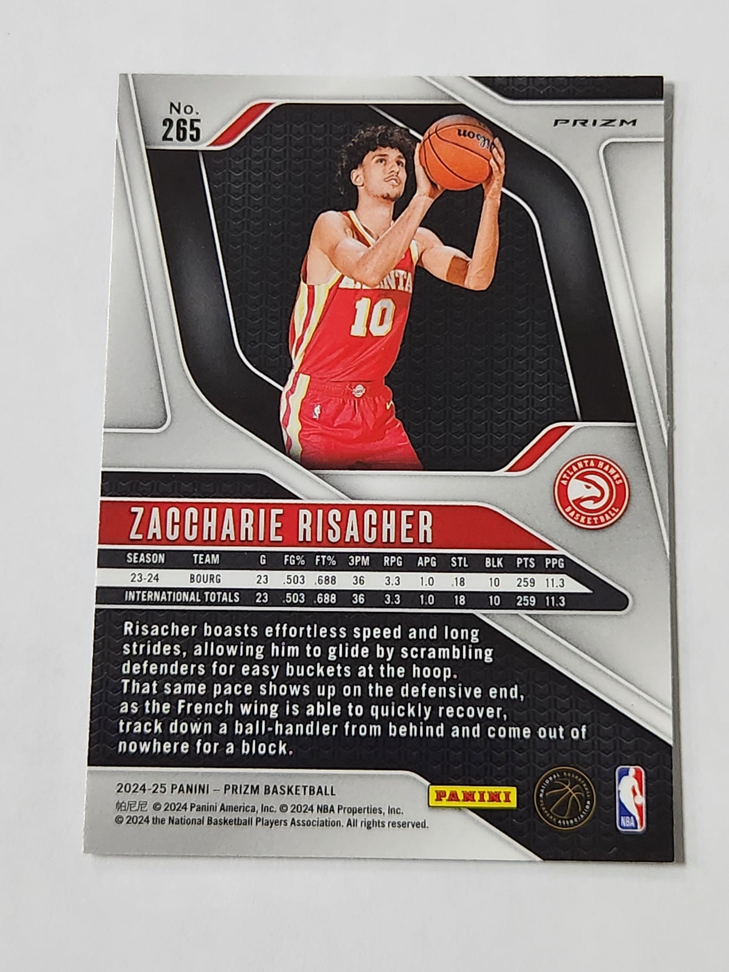 2024-25 Prizm Zaccharie Risacher Silver RC