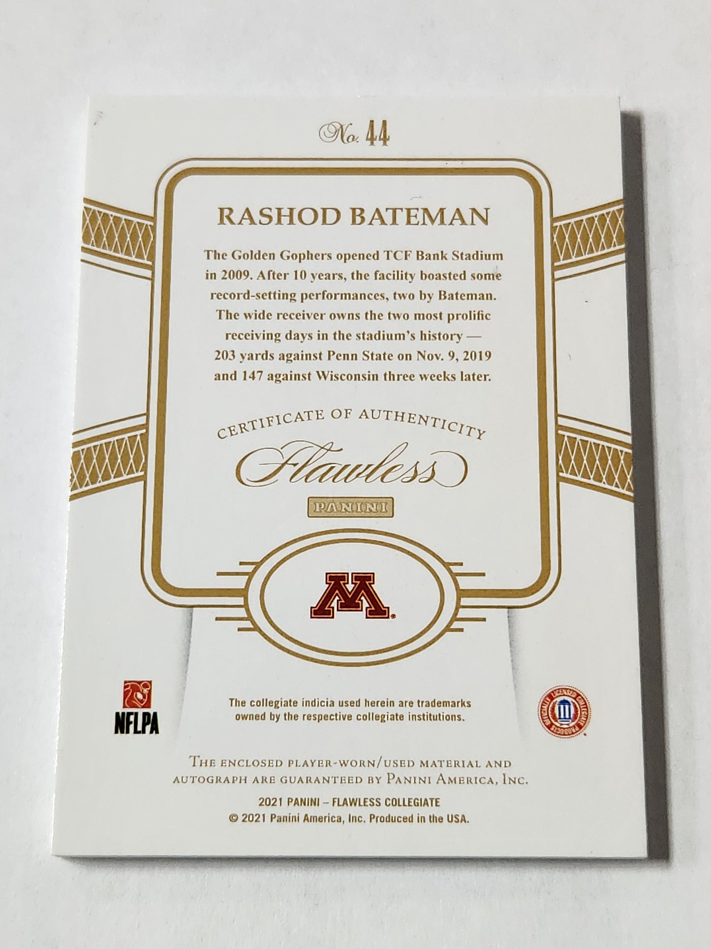 2021 Flawless Draft Picks Rashod Bateman Rookie Patch On Card Auto One of One 1/1