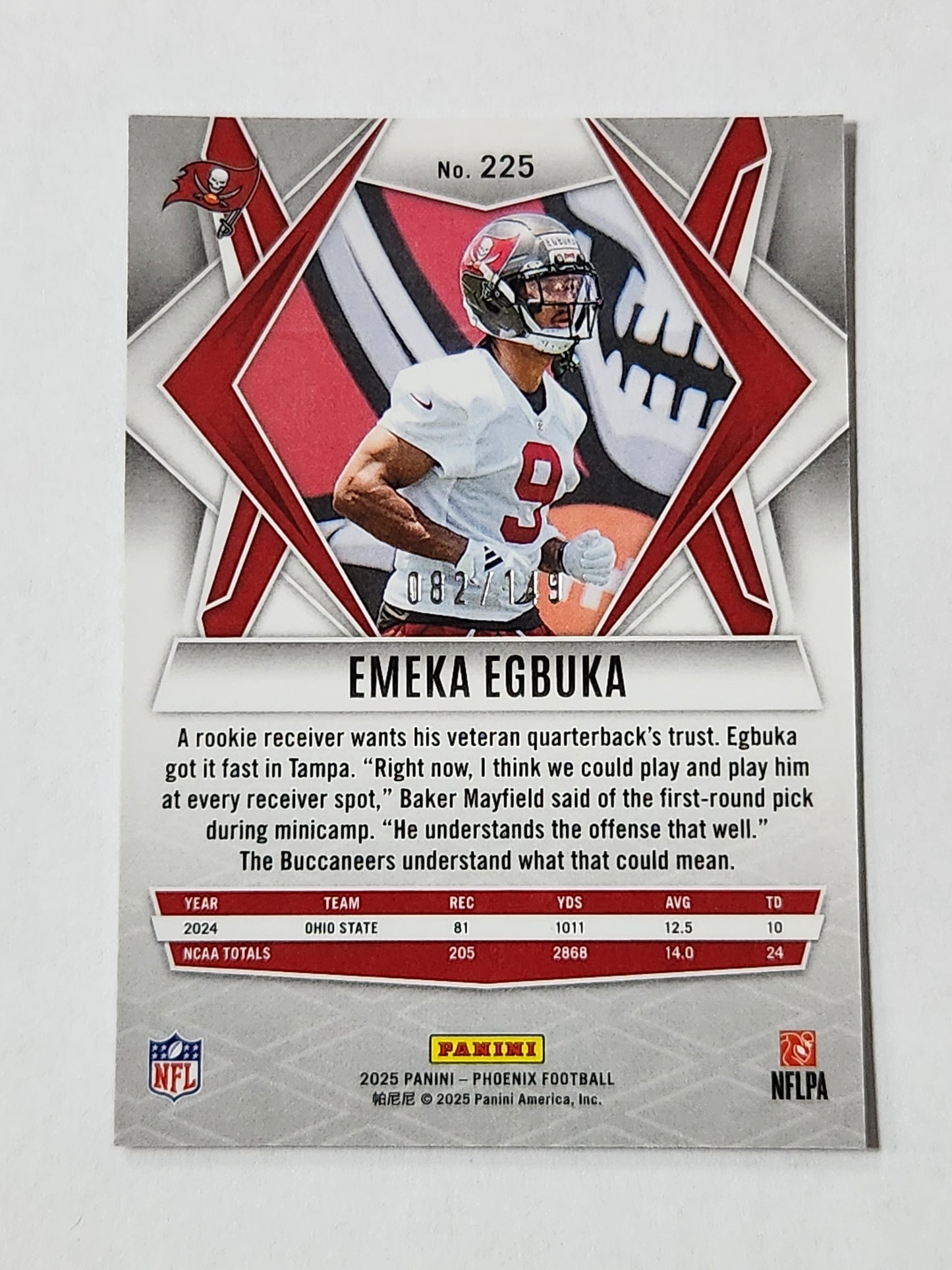 2025 Phoenix Emeka Egbuka Silver # /149 Rookie RC