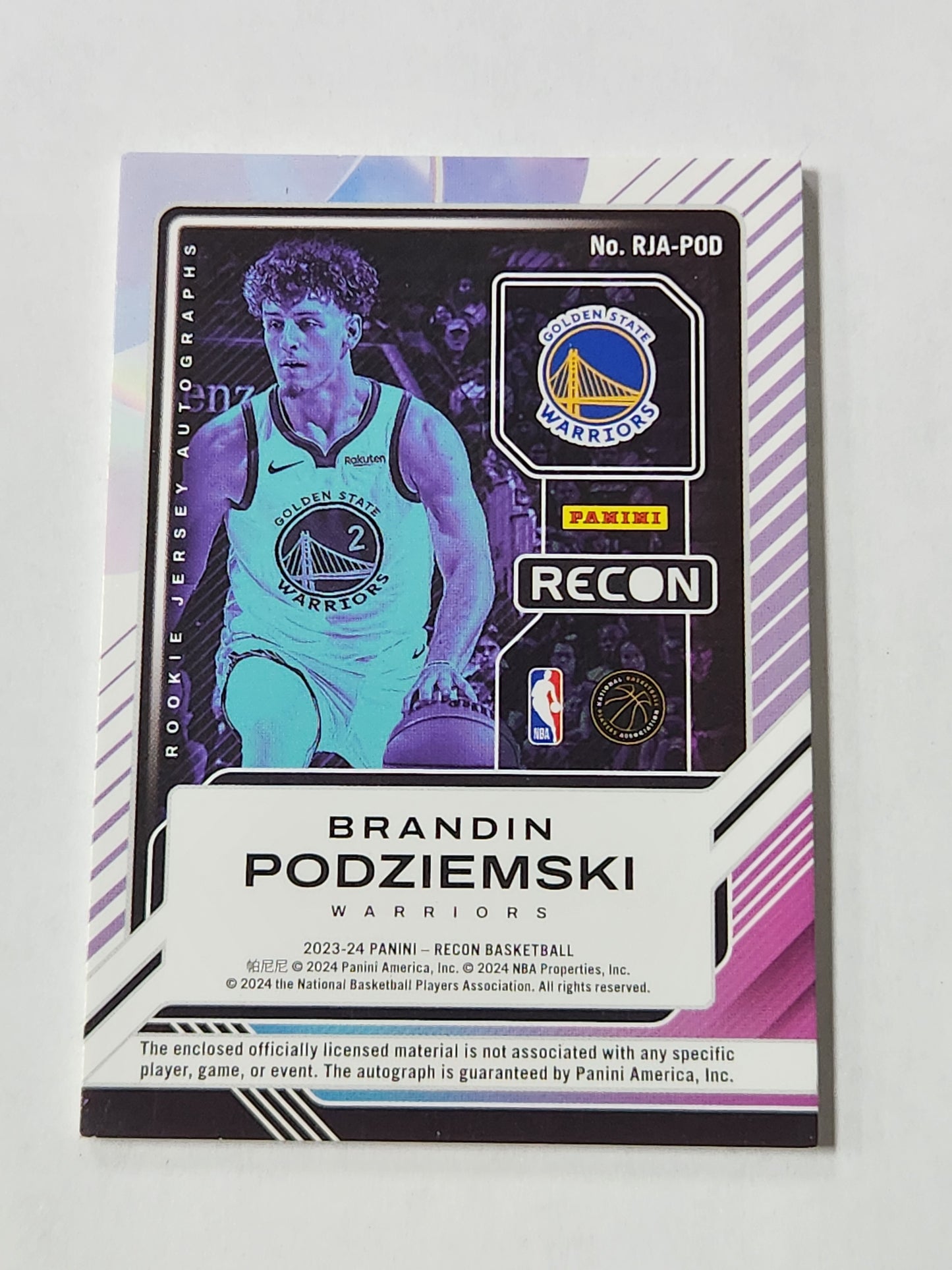 2023-24 Panini Recon Brandin Podziemski RPA # /99 Warriors