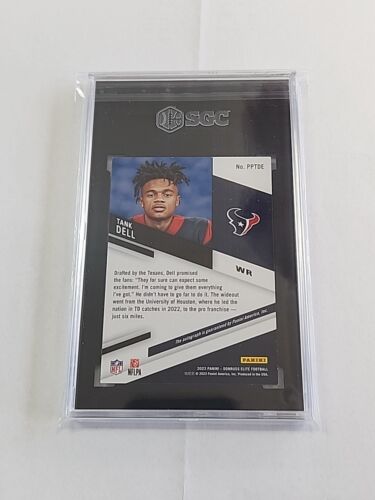 Tank Dell 2023 Donruss Elite Pen Pal Texans RC Black Ink On Card Auto SP SGC 10