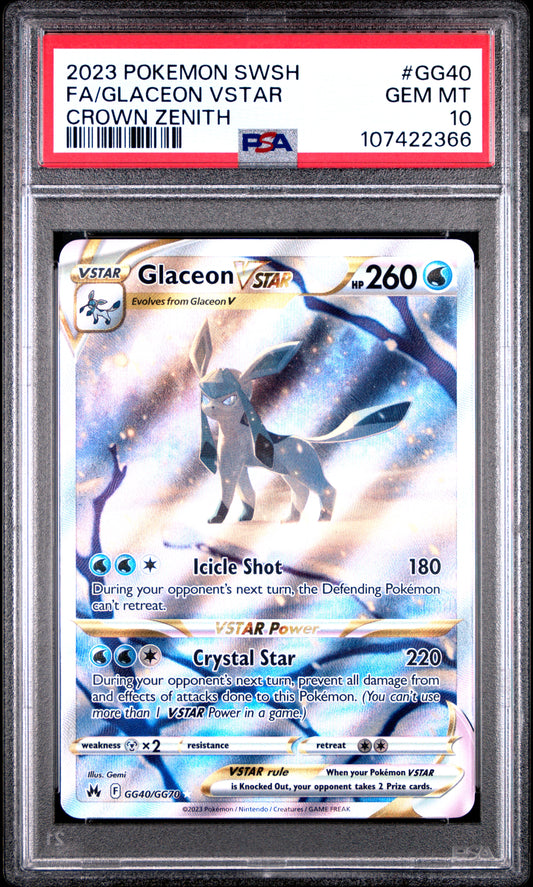 2023 Pokemon Sword And Shield Crown Zenith #GG40 Glaceon Vstar Crown Zenith PSA 10