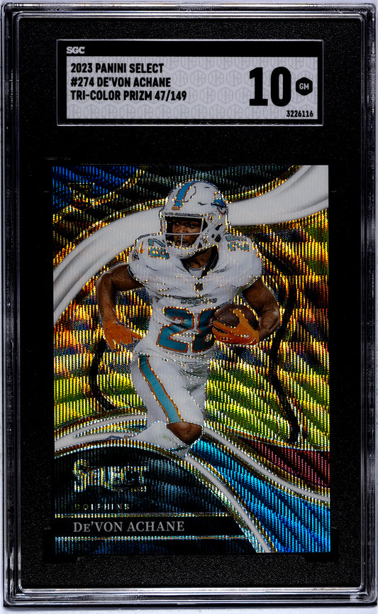 2023 Panini Select Devon Achane Tri-Color #/149 SGC 10