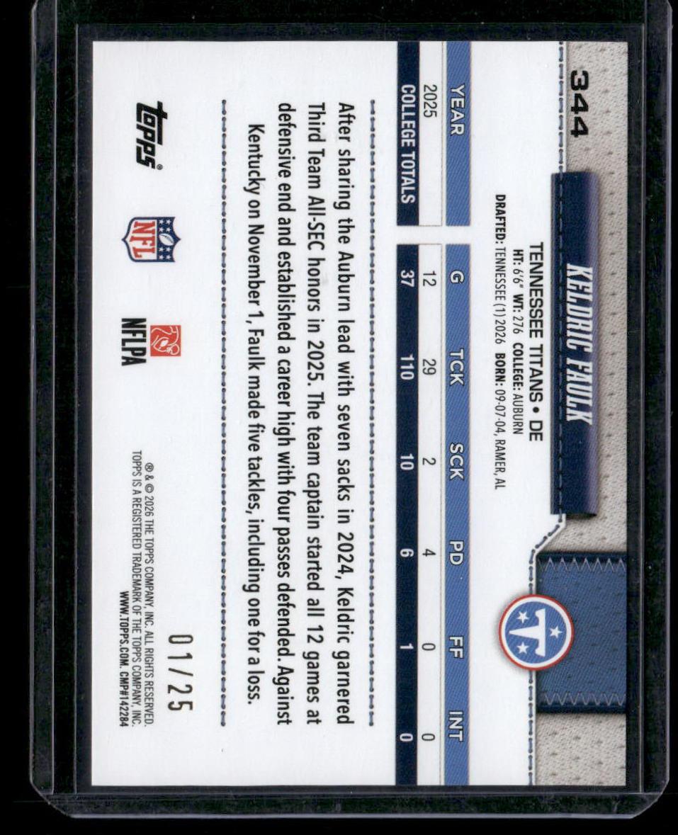 2026 Topps Flagship #344 Keldric Faulk Holo Foil