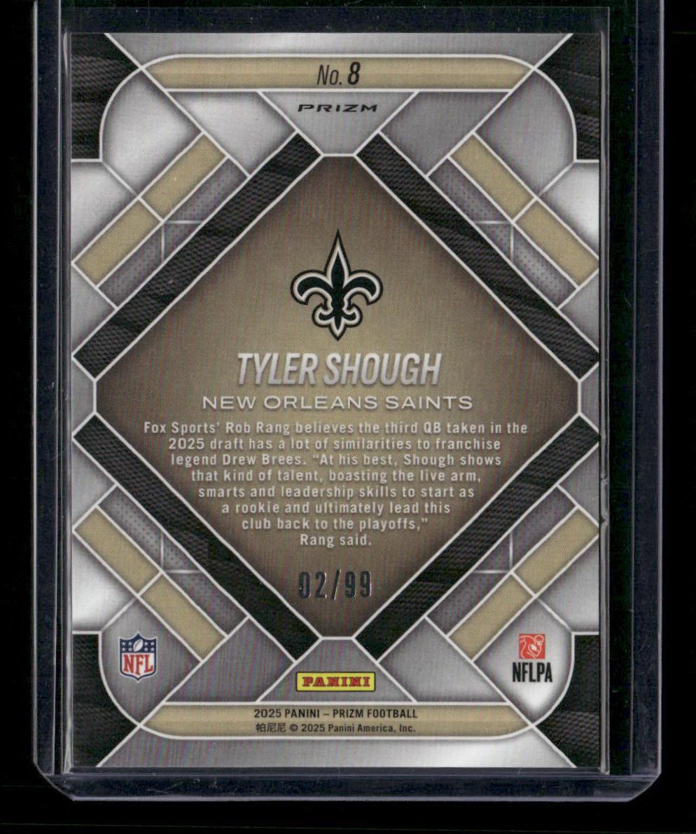 2025 Panini Prizm #8 Tyler Shough Emergent Blue Ice #/99