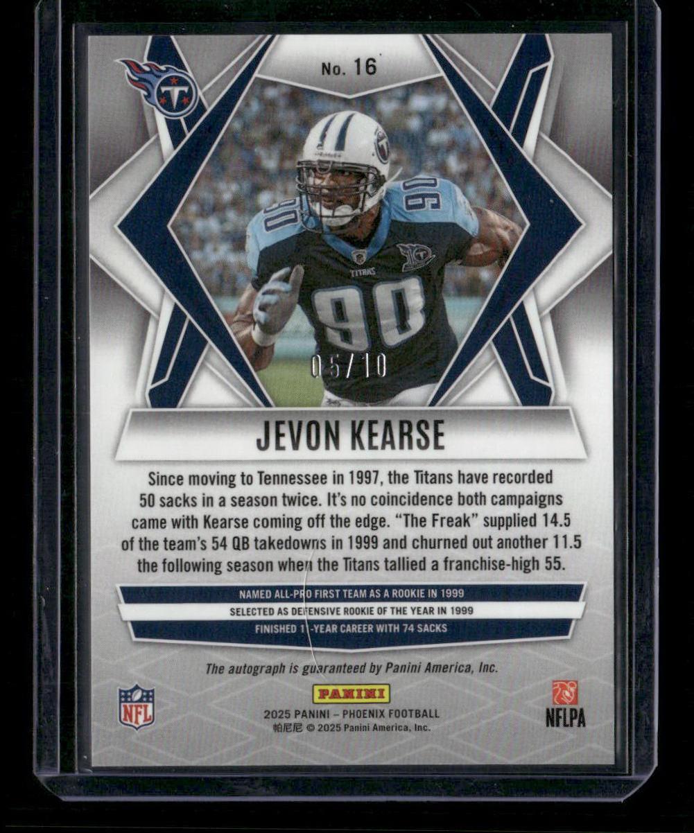 2025 Panini Phoenix #16 Jevon Kearse Base Autographs Gold Prizm #/10