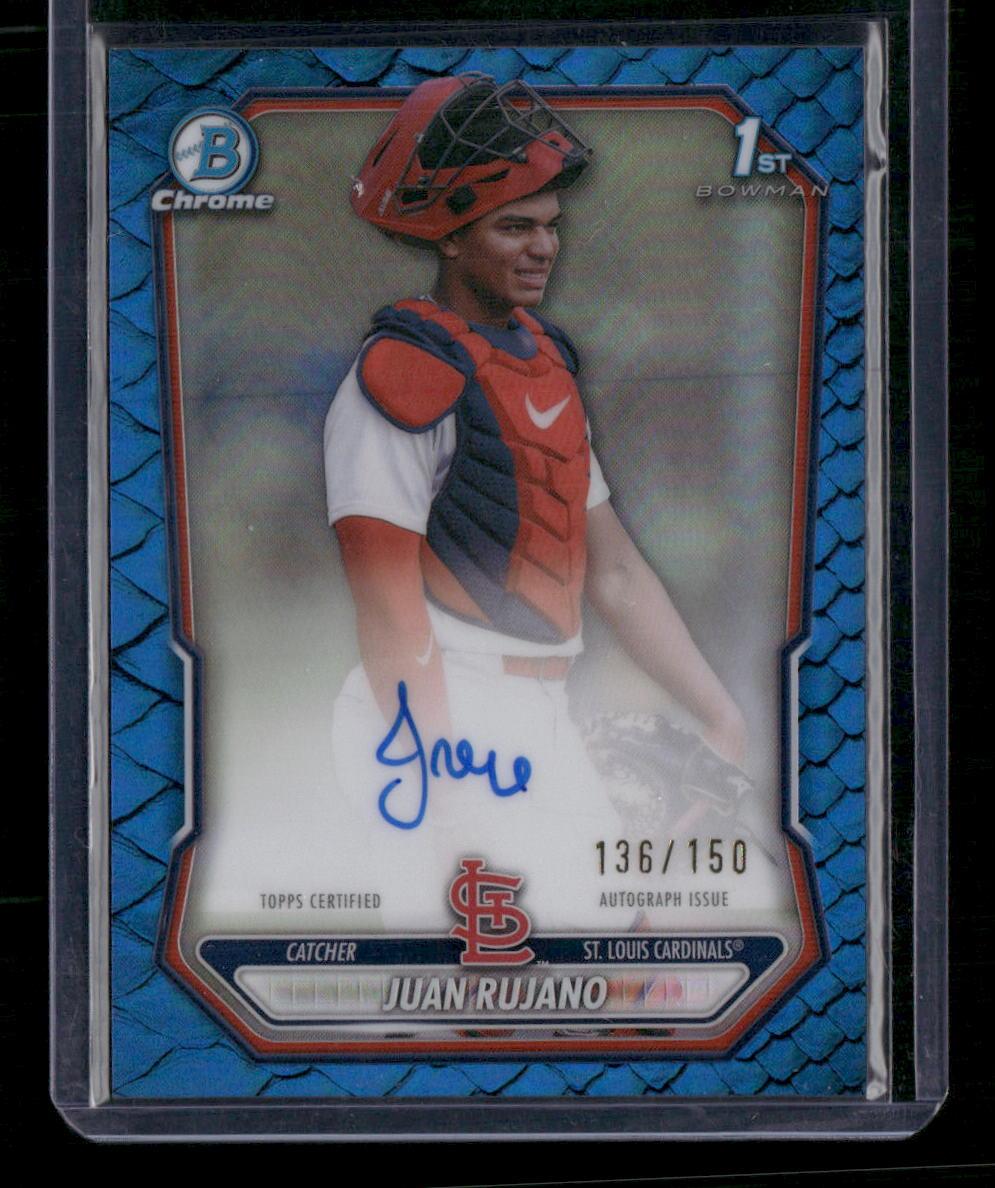 2026 Bowman Chrome Juan Rujano 1st Bowman Auto Blue Reptilian Refractor #/150