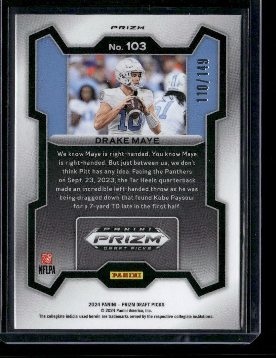 2024 Panini Prizm Draft Picks #103 Drake Maye Purple Ice #/149