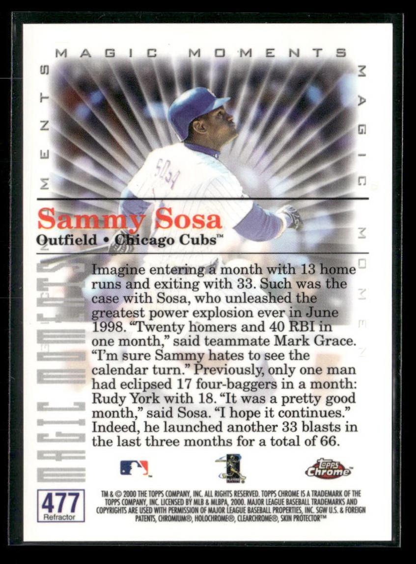 2000 Topps Chrome #477a Sammy Sosa Refractor