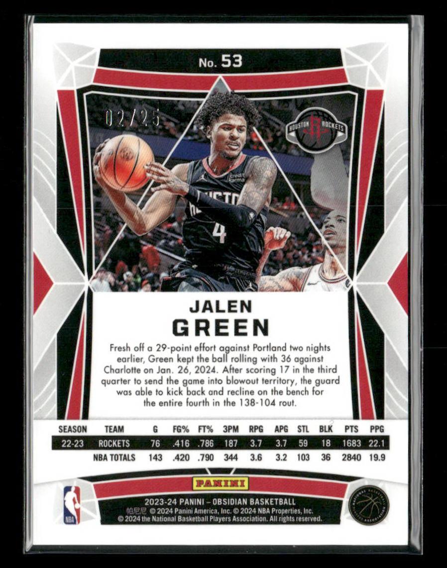 2023-24 Panini Obsidian #53 Jalen Green #/25
