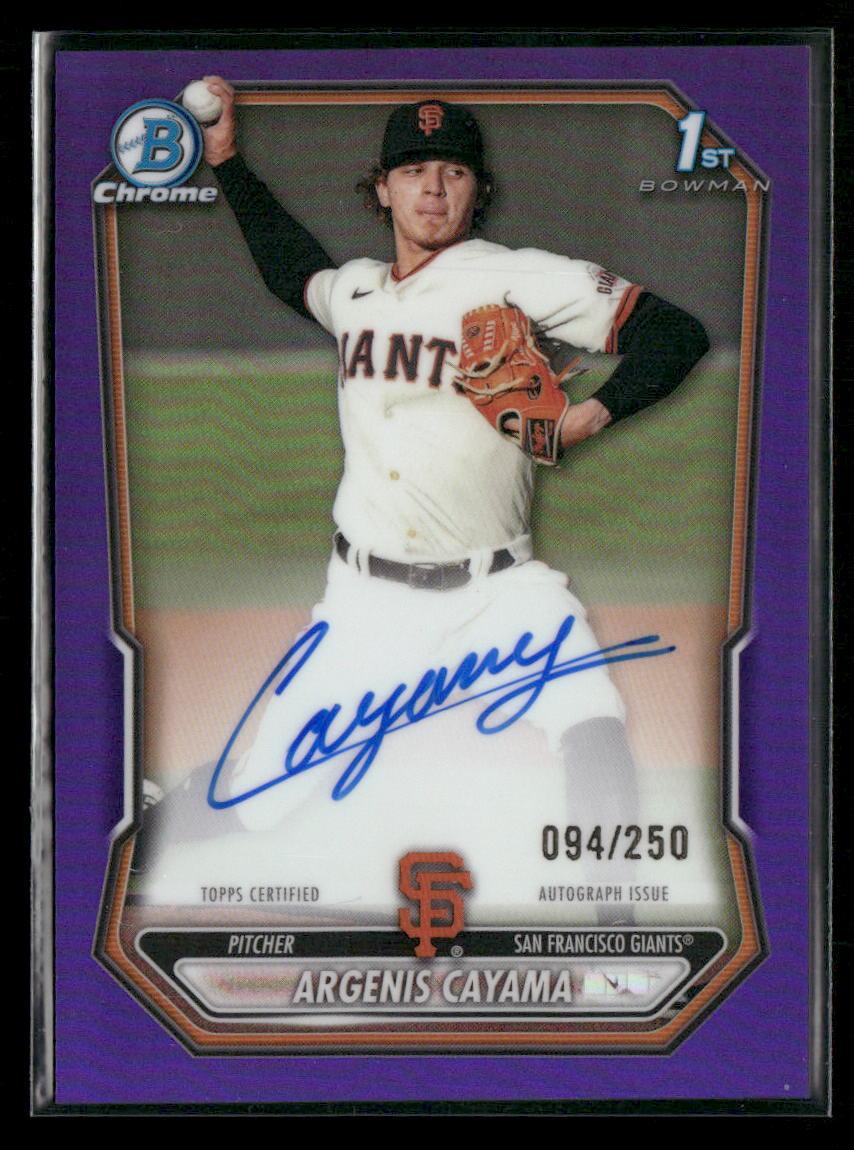 2026 Bowman Chrome #CPA-AC Argenis Cayama Prospect Auto Purple Refractor #/250