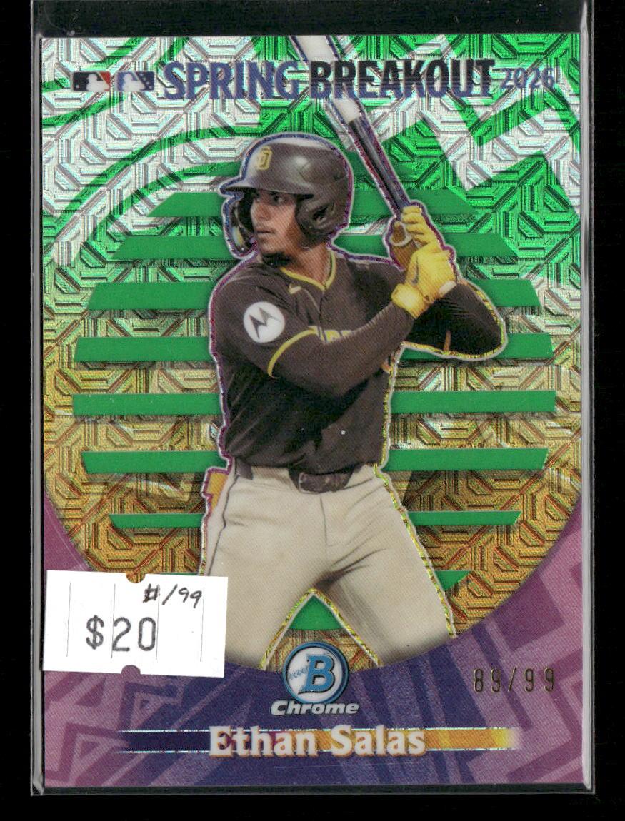 2026 Bowman Chrome #SB-12 Ethan Salas Spring Breakout 2026 Mojo Refractor