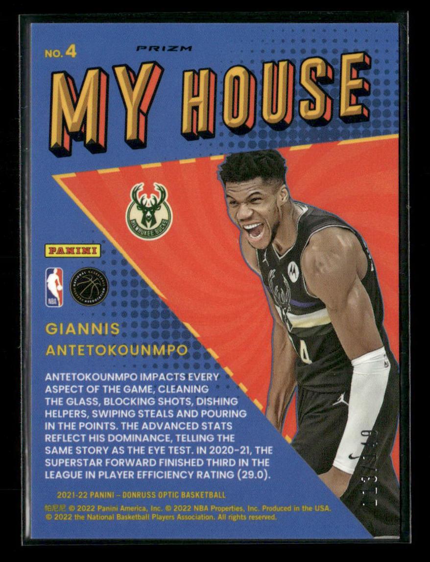 2021-22 Donruss Optic #4 Giannis Antetokounmpo My House Green #/149