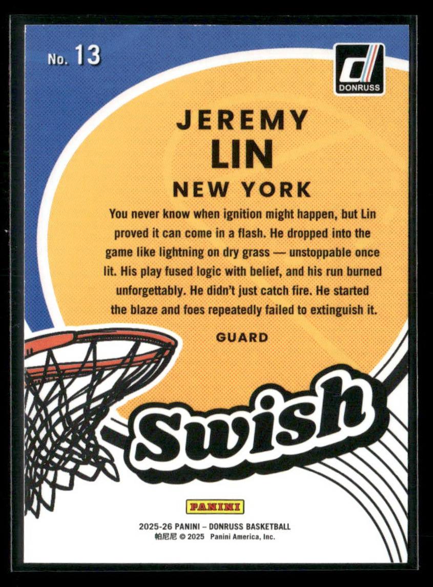 2025-26 Donruss #13 Jeremy Lin Swish Jazz #/49