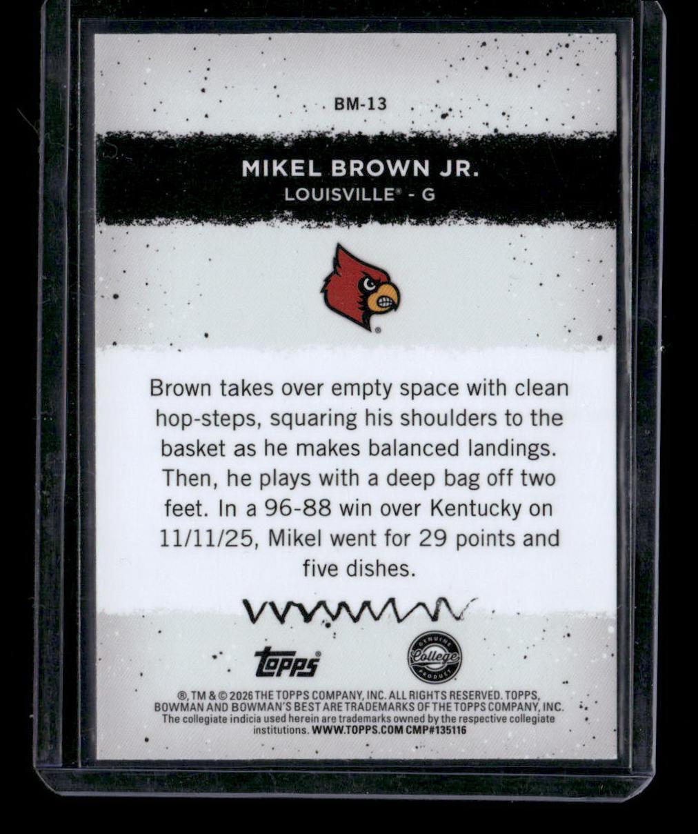 2025-26 Bowman's Best U  Mikel Brown Jr. Bowman Masterpieces Yellow Lazer #/75