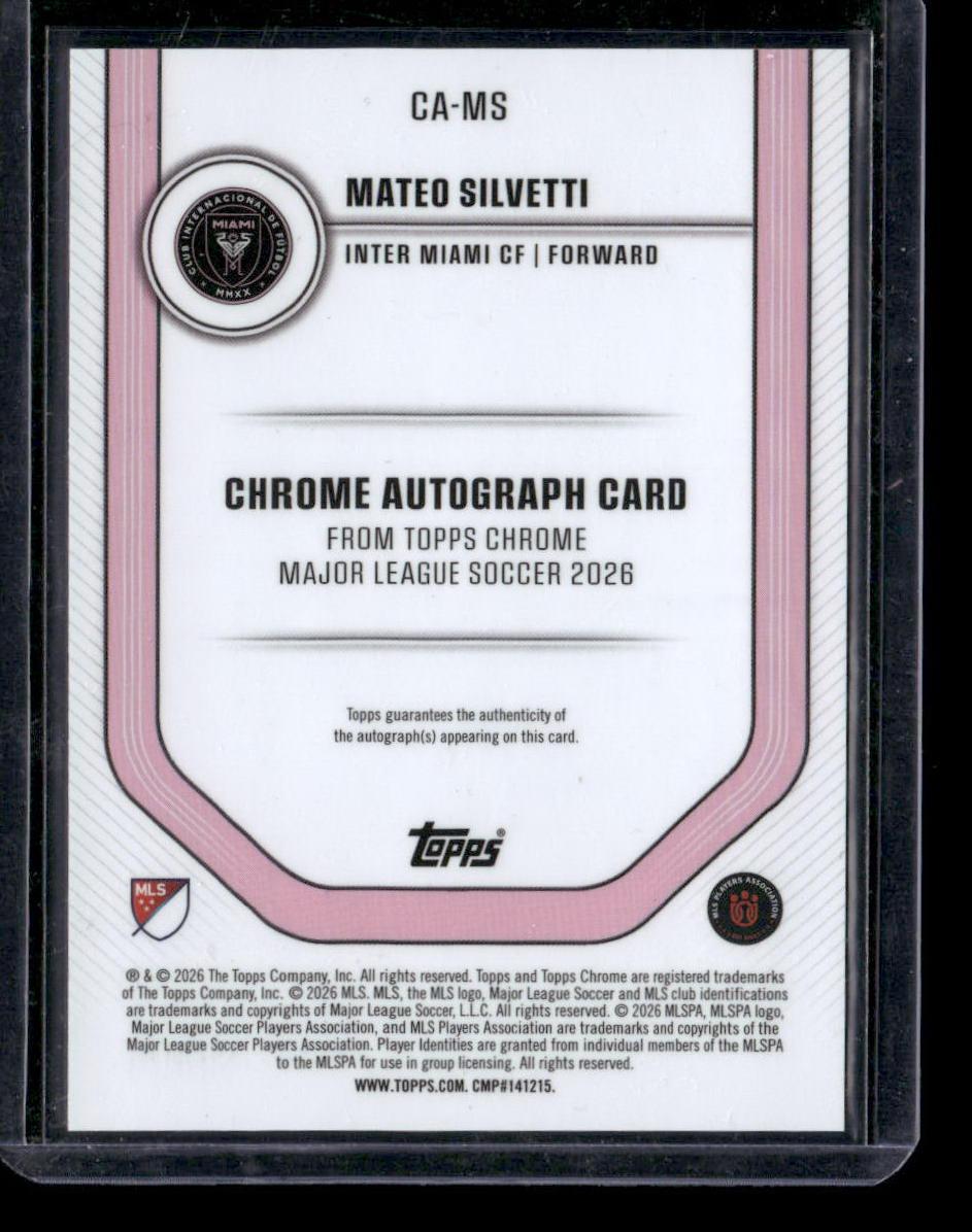 2026 Topps Chrome Mateo Silvetti Chrome Auto Red/White/Blue Shimmer #/50