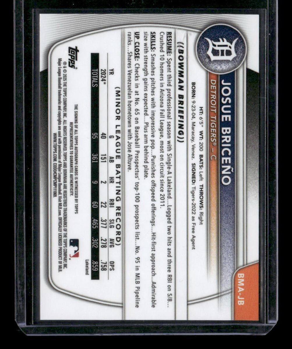 2025 Bowman Chrome #BMA-JB Josue Briceño Prospect Autographs Mega Mojo