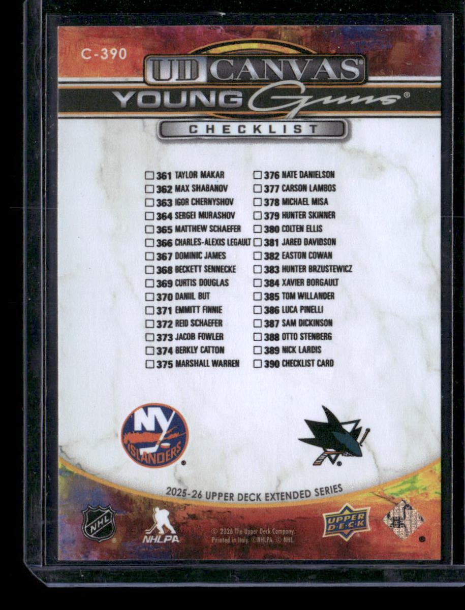 2025-26 Upper Deck #C-390 Michael Misa / Matthew Schaefer UD Canvas