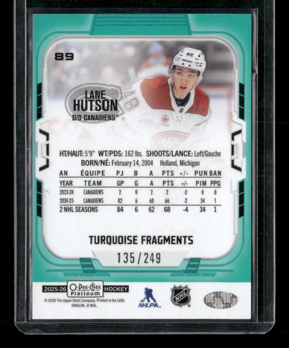 2025-26 O-Pee-Chee Platinum #89 Lane Hutson Cosmic #/65