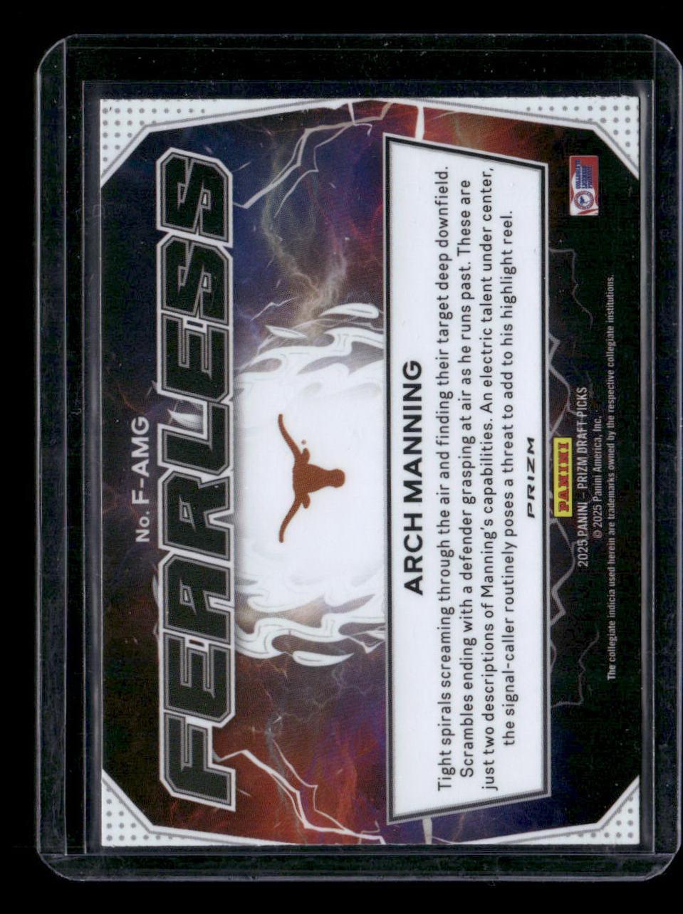 2025 Panini Prizm Draft Picks #F-AMG Arch Manning Fearless Gold Ice