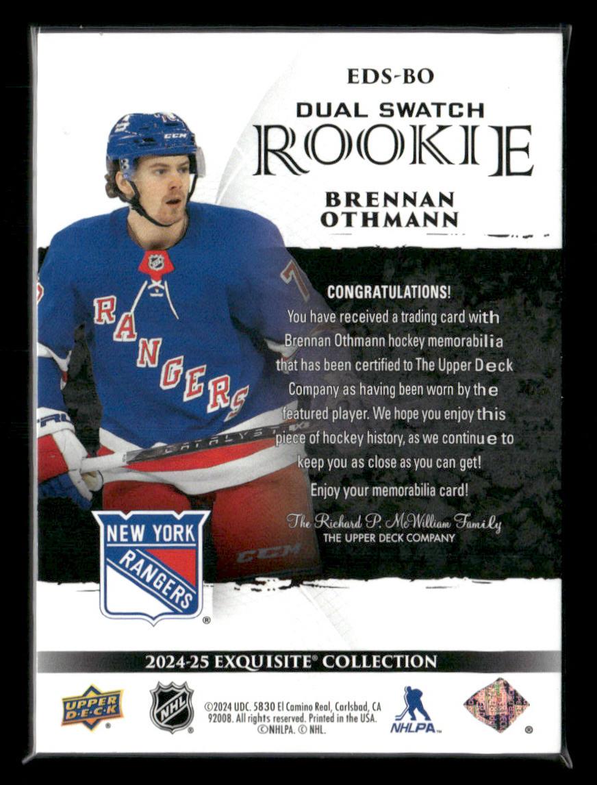 2024-25 Upper Deck Brennan Othmann Exquisite Collection Dual Swatch Rookies #/75