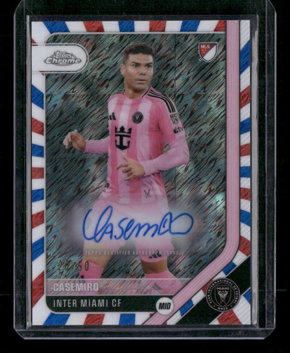 2026 Topps Chrome MLS Casemiro Chrome Auto Red/White/Blue Shimmer Refractor #/50