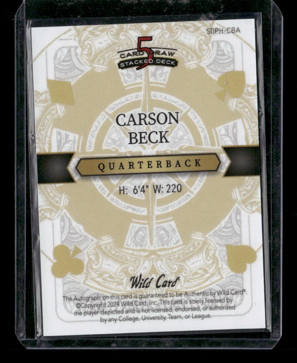2024 Wild Card 5 Card Draw Stacked Deck Carson Beck Auto Queen Heart Green #/1