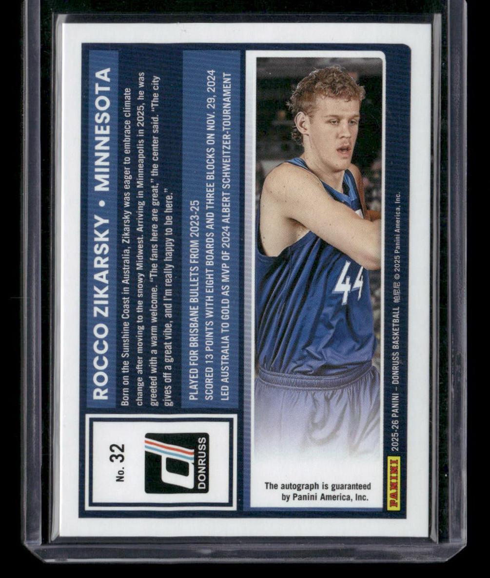 2025-26 Donruss #32 Rocco Zikarsky Gold Auto #/10