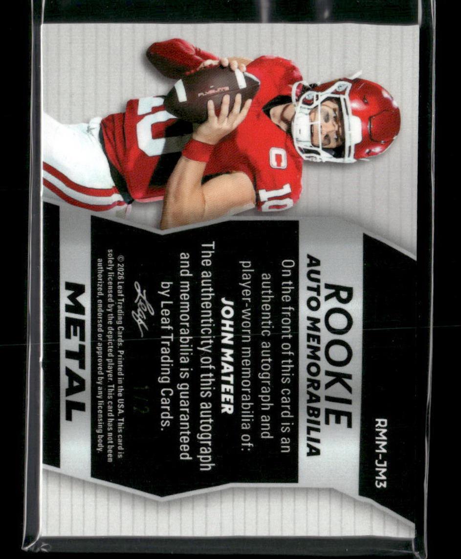2026 Leaf Trinity Metal John Mateer Rookie Auto Memorabilia #/2