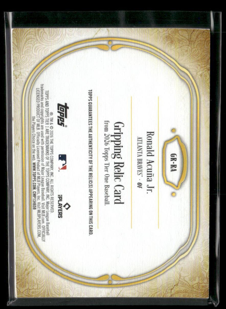 2022 Topps Tier One - Gripping Relics #GR-RA Ronald Acuña Jr. #/10