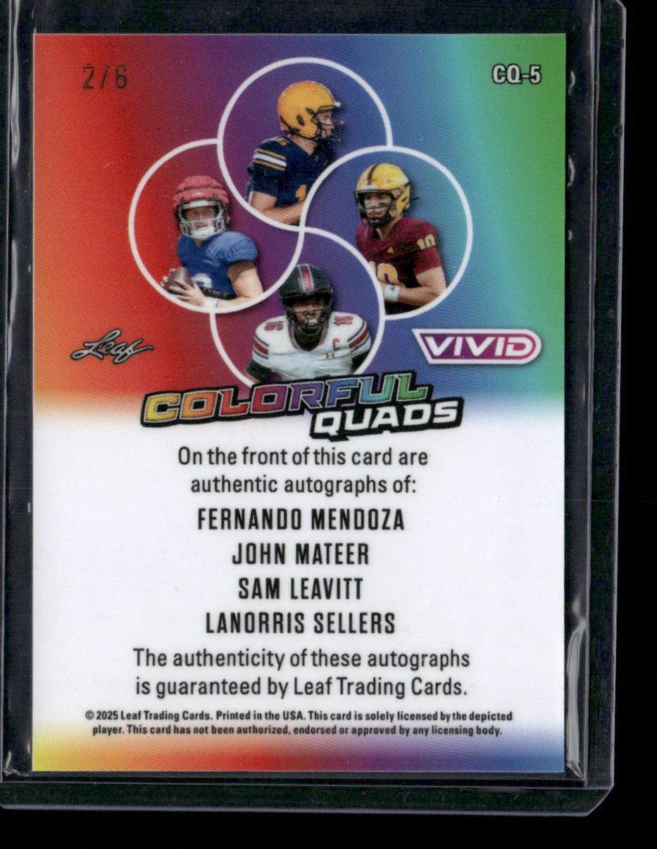 2025 Leaf Vivid Mendoza Mateer Leavitt Sellers Colorful Quads Auto #/6